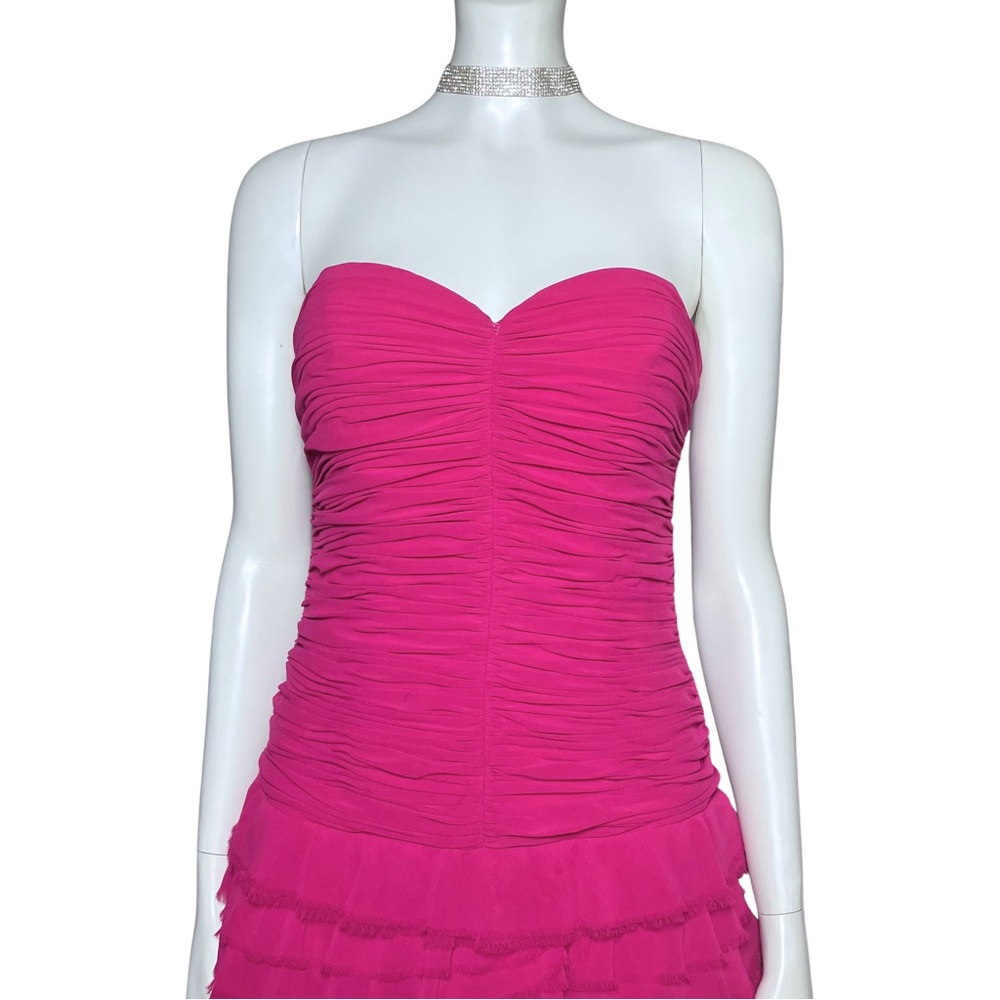 Vintage Y2K Pink Hoco Cocktail Dress. Small. Ruched Fairy Ruffle Party Strapless - Picture 7 of 10